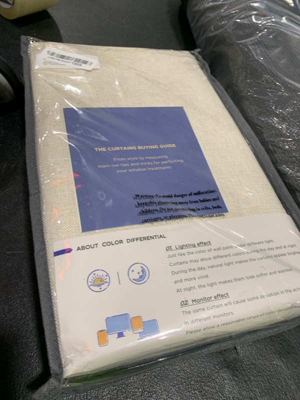 Photo 1 of 100% Blackout Shield Linen Blackout Curtains for Bedroom 84 Inches Long, Back Tab/Rod Pocket Living Room Drapes, Thermal Insulated Blackout Curtains 2 Panels Set, 50" W x 84" L, Cream