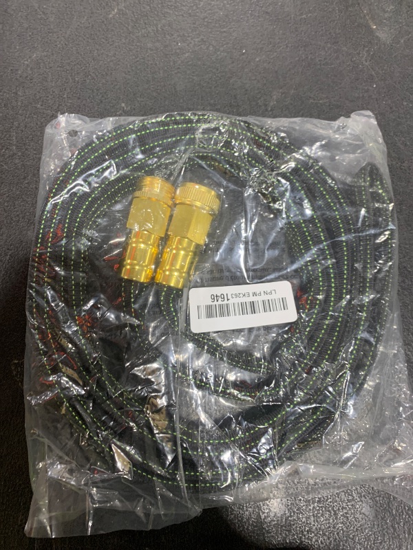 Photo 1 of 10FT Lightweight Garden Hose,Flexible Water Hose with Solid Brass Head,Kink-Free,Collapsible Hose,High Pressure Flat Water Hose for RV,Boat,Car Wash,Garden,Yard,Camper,Outdoor (GreenBlack, 10 feet)