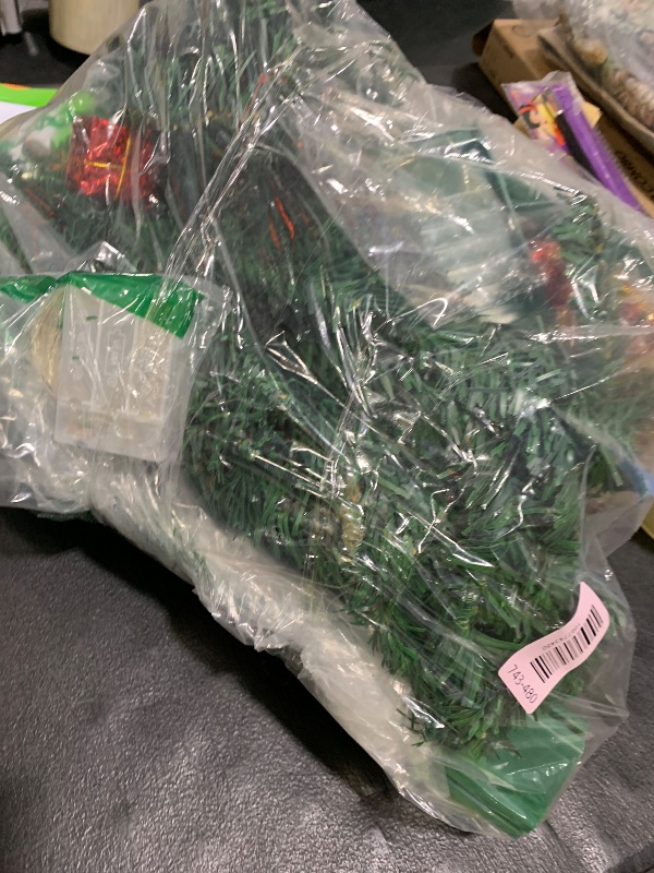 Photo 1 of [ 71 Ornaments ] 4 Ft Artificial Christmas Tree with 100 Warm White Light 3D Star Merry Christmas Sign Ball Bow Deer Snowflake Gift Box Timer Battery Operated Xmas Tree for Indoor Home Decoration