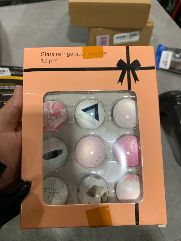 Photo 1 of 12Pcs Glass Strong Magnetic Refrigerator Magnet Fridge Sticker, Crystal Fridge Magnets Decoration, Strong Fridge Magnets for Kitchen, Cabinet, Dishwasher, School and Office Whiteboard (Pink Style)