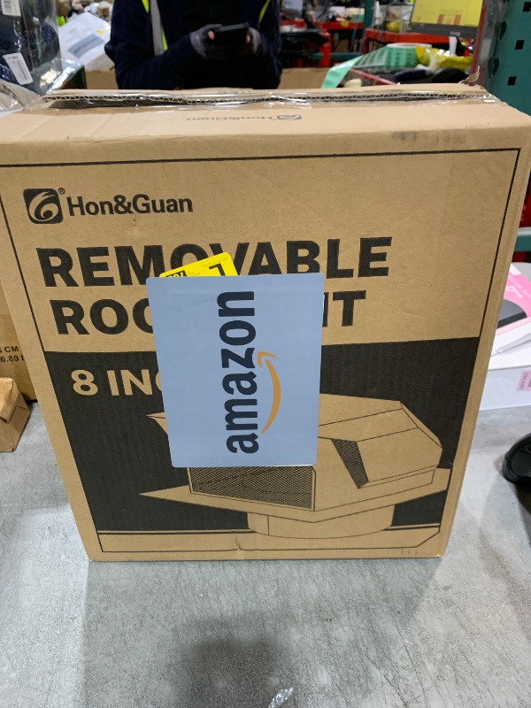 Photo 1 of [Upgrade Airflow] Hon&Guan Removable Roof Vent Cover, 8 Inch Roof Vents for Houses, 8'' Exhaust Vent Wall Vent for Ventilation System-with Damper and Two New Small Vents,Galvanized Steel