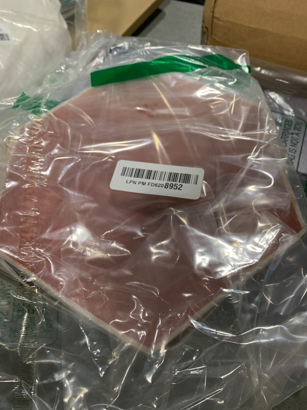 Photo 1 of 10 Pcs Self-Adhesive Hexagonal Matte Frosted Vinyl Floor Wall Tiles Sticker for Home Decor, Peel and Stick Stone Effect Foaming Flooring Tiles, 20cm/8inch, Brick Terra Cotta