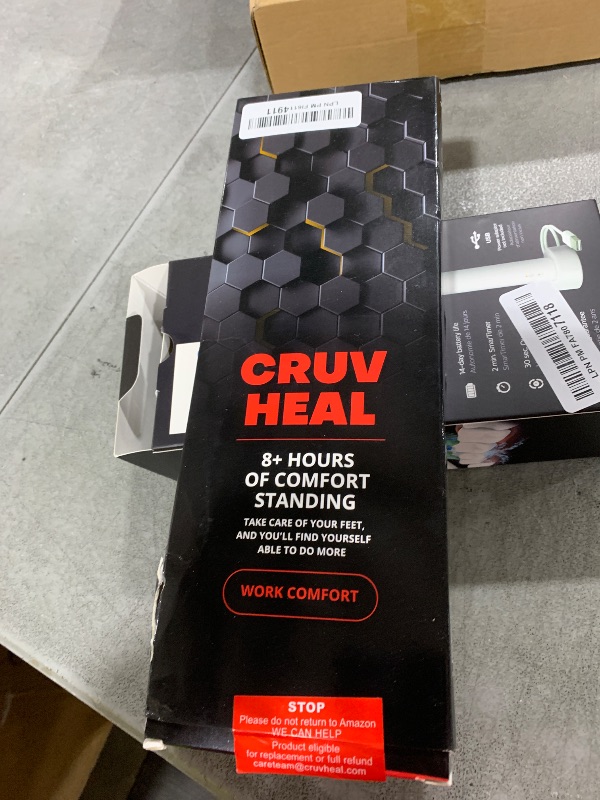 Photo 1 of (New) Work Comfort Orthotic Insoles - Anti Fatigue Shoe Insert Men Women - Low Arch Support - Shock Absorption - Foot Pain Relief - Work Boot Insoles (Black Hexagons, L)