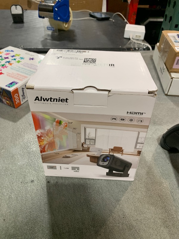 Photo 1 of ?Auto Focus &1080P?Alwtniet Mini Portable Projector, 4k Support Smart Proyector with Wifi and Bluetooth For Outdoor, 5W Speaker, Built in Apps,Home Theater, Bluetooth Movie Projector (Black)