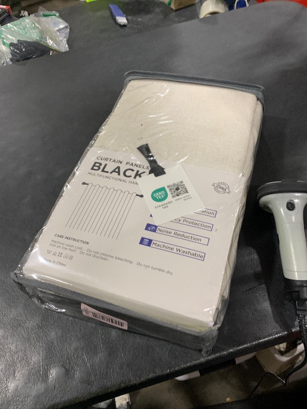 Photo 1 of 100% Blackout Shield Linen Blackout Curtains for Bedroom 120 Inches Long, Back Tab/Rod Pocket Living Room Drapes, Thermal Insulated Blackout Curtains 2 Panels Set, 50" W x 120" L,Cream