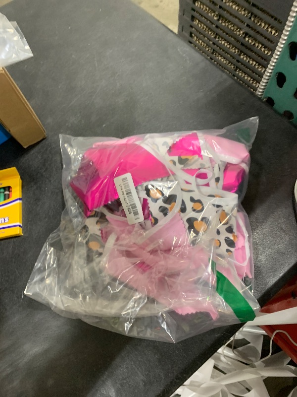 Photo 1 of 32Ft Cheetah Party Decorations Metallic Hot Pink Leopard Triangle Banner Flag Pennant Fabric Garland Streamers for Wild Animals Birthday Cheetah Baby Shower Jungle Safari Leopard Party Decor Supplies