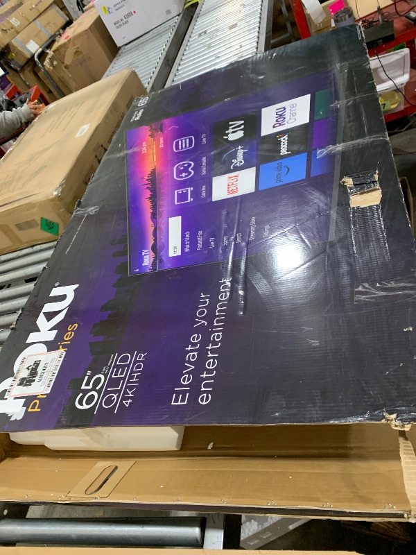 Photo 1 of Roku Smart TV – 65-Inch Pro Series 4K QLED RokuTV with Backlit Roku Voice Remote Pro, Dolby Vision IQ, 120Hz Refresh Rate – Live Local News, Sports, Gaming