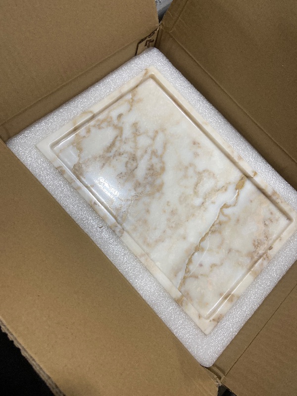 Photo 1 of 100% Natural Marble Serving Tray Luxury Marble Storage Tray for Home Decor Stone Tray for Bathroom/Kitchen/Vanity/Dresser,Plate Holder for Tissues, Candles, Towel