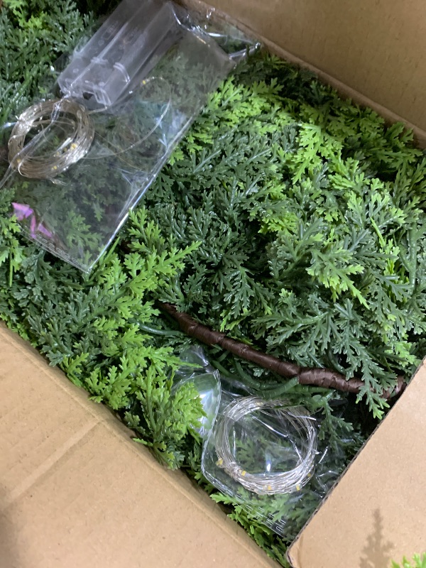 Photo 1 of ?2 Pcs? 9FT Cedar Garland with Lights, Prelit Christmas Garland Artificial Realistic, Real Touch Pine Christmas Garland for Mantle Stairs Outdoor Decoration, Battery Operated Faux Greenery Garlands