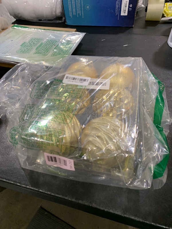 Photo 1 of 4.3" Large Christmas Balls Ornaments Set for Tree, 6-Pack Xmas Tree Decorations Balls, Shatterproof Glossy Pendant Plastic Indoor Christmas Decorations, Gold Assorted Hanging Ball for Holiday, Party