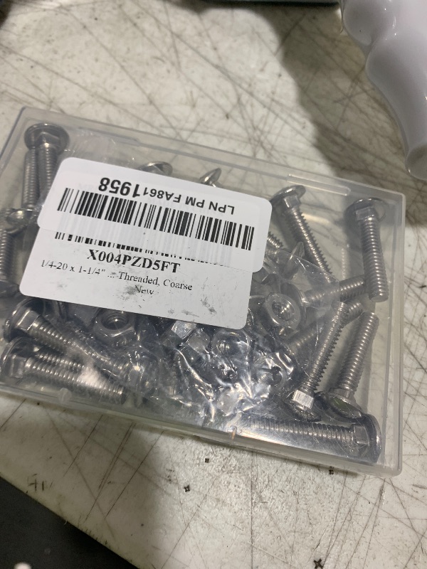 Photo 1 of 1/4-20 x 1-1/4" Carriage Bolt Kit, 24 Sets Carriage Screws with Hex Nuts and Flat Washers, Stainless Steel 18-8(304) Round Head Square Neck Screw, Fully Threaded, Coarse