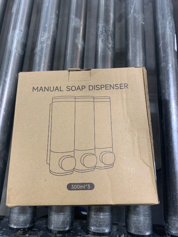 Photo 1 of *INCOMPLETE/DAMAGE** Shampoo and Conditioner Dispenser,Shower Dispenser 3 Chamber No Drill Wall-Mounted Shampoo Dispenser for Shower Wall Mounted Body Wash Dispenser for Bathroom Hotel Kitchen Large Capacity,Silver1