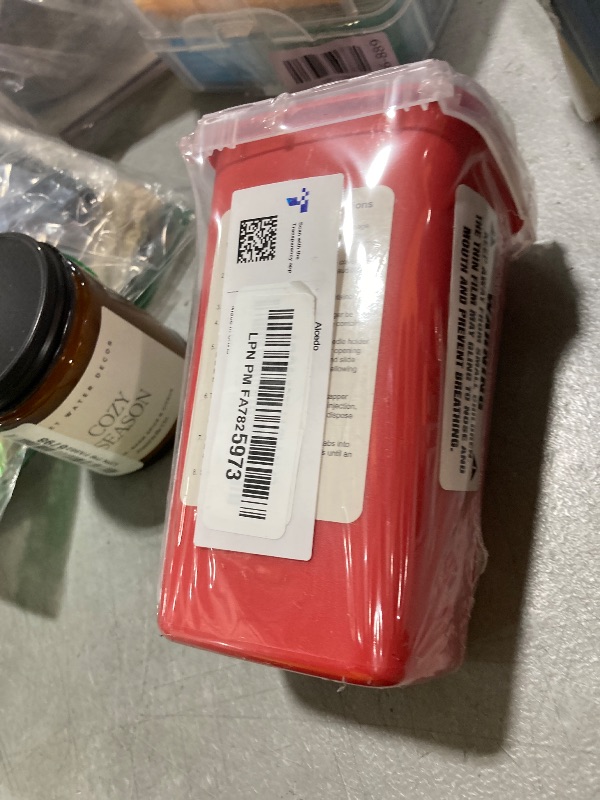 Photo 1 of Alcedo Sharps Container for Home Use 1 Quart (1-Pack) | Biohazard Needle and Syringe Disposal | Small Portable Container for Travel and Professional Use