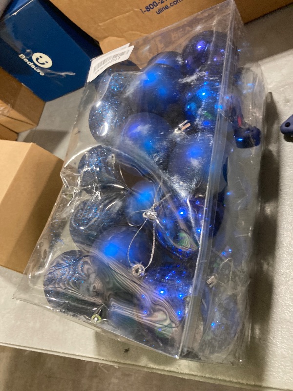 Photo 1 of 30ct Christmas Ball Ornaments, 2.36" Shatterproof Christmas Tree Decorations, Perfect Hanging Ball for Indoor/Outdoor Holiday Party Decor (Dark Blue)