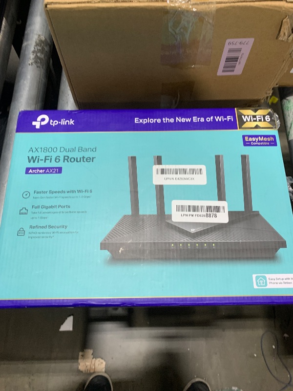 Photo 2 of TP-Link AX1800 WiFi 6 Router (Archer AX21) – Dual Band Wireless Internet, Gigabit, Easy Mesh, Works with Alexa - A Certified for Humans Device, Free Expert Support