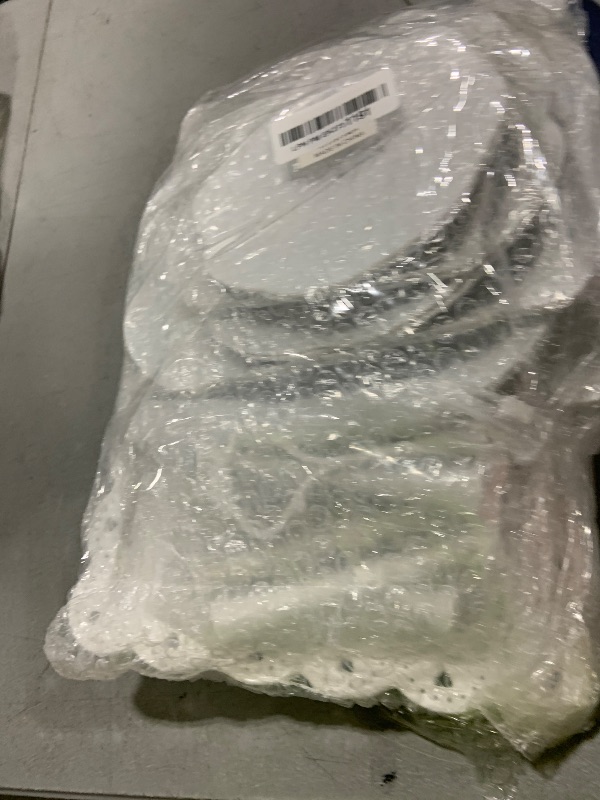 Photo 1 of 10 Pcs Cake Stand White Plastic Dessert Table Display Set 4 Pcs 3 Tired Cupcake Stand Cookie Tray Rack Serving Tray Cake Display Tower and 6 Pcs Dessert Trays for Wedding Baby Shower Tea Party (White)