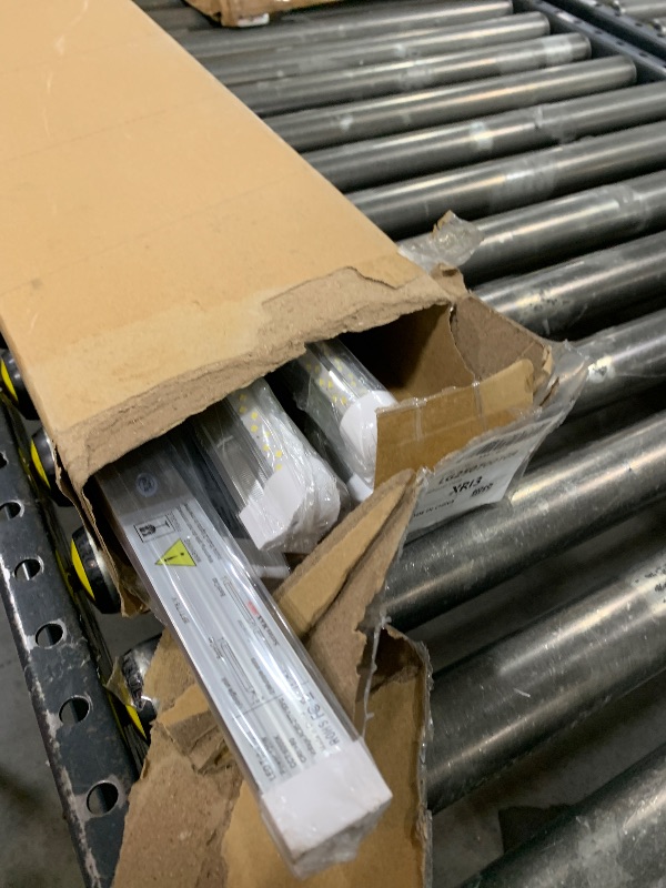 Photo 1 of **INCOMPLETE, DAMAGED** JOMITOP 8 ft Led Shop Light Fixture 120W 14400 Lumens 6500K Cold White T8 V Shaped Integrated Led Tube Light 4 Rows Cooler Door Light, Warehouse Super Bright White Pack of 10