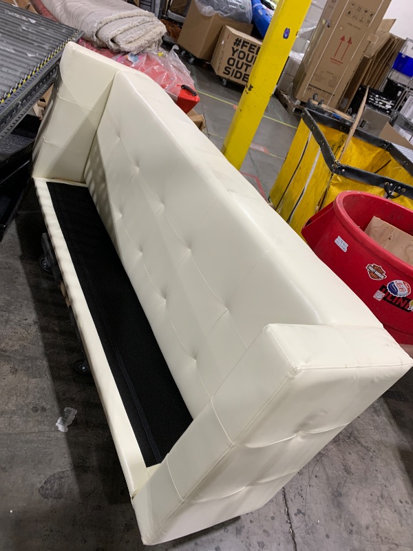 Photo 1 of CREME TUFTED COUCH FAUZ LEATHER