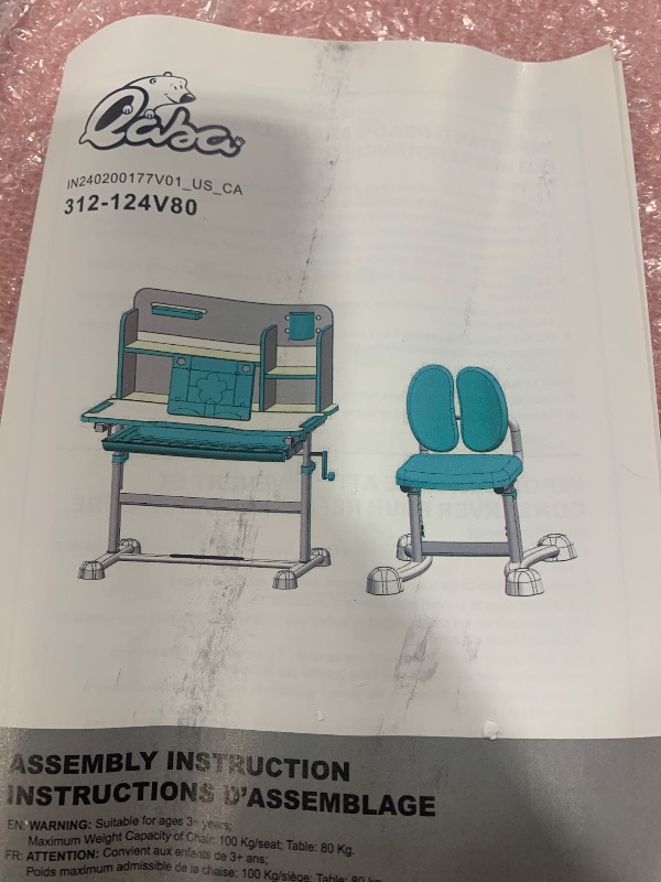 Photo 1 of 
Qaba Adjustable Kids Desk and Chair Set with Tilt Desktop, Storage, Pink