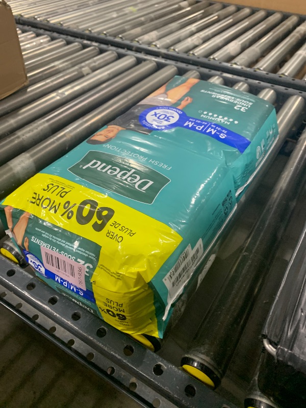 Photo 2 of Depend Fresh Protection Adult Diapers, Incontinence Underwear for Men, Disposable, Maximum, Small/Medium, Grey, 32 Count, Packaging May Vary