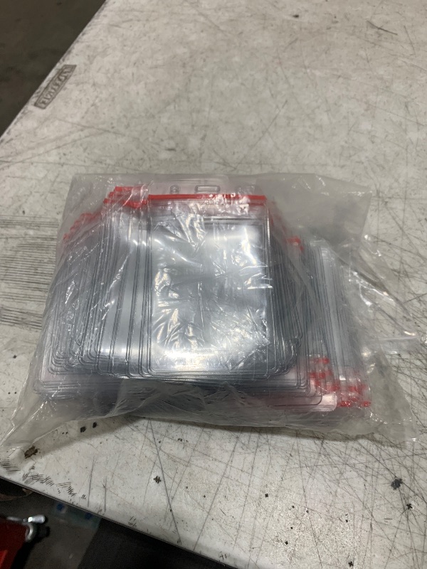Photo 1 of 100 Pack - Bodno Clear Vinyl Badge Holders Vertical