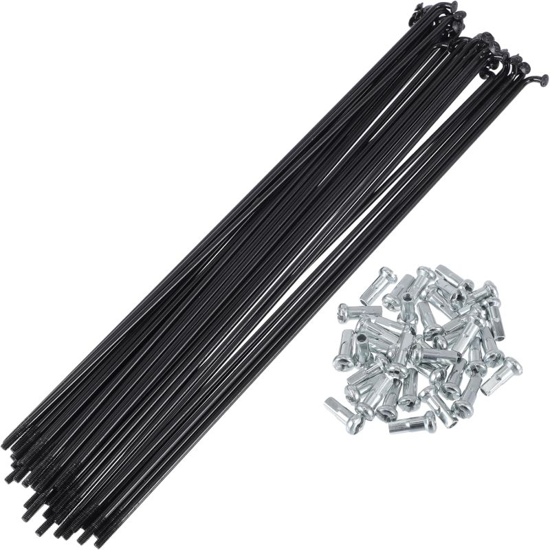 Photo 1 of 1 Set Universal Bicycle Spokes 13G 215mm Length Bike Wheel Spokes Nipple Black 45 Steel
