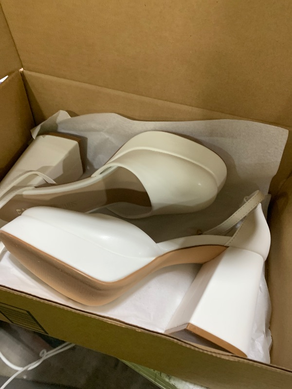 Photo 1 of DREAM PAIRS Women's Chunky Platform High Heels Closed Toe Block Ankle Strap Dress Wedding Party Pumps Shoes,Size 8.5,White-Pu,SDPU2372W