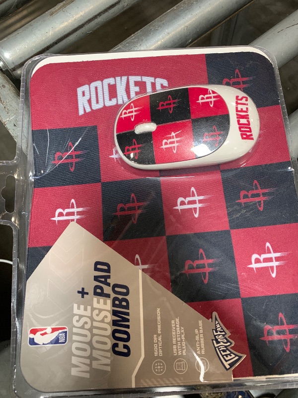 Photo 1 of ?SOAR NBA Wireless Mouse and Mouse Pad- Checkered, Houston Rockets
