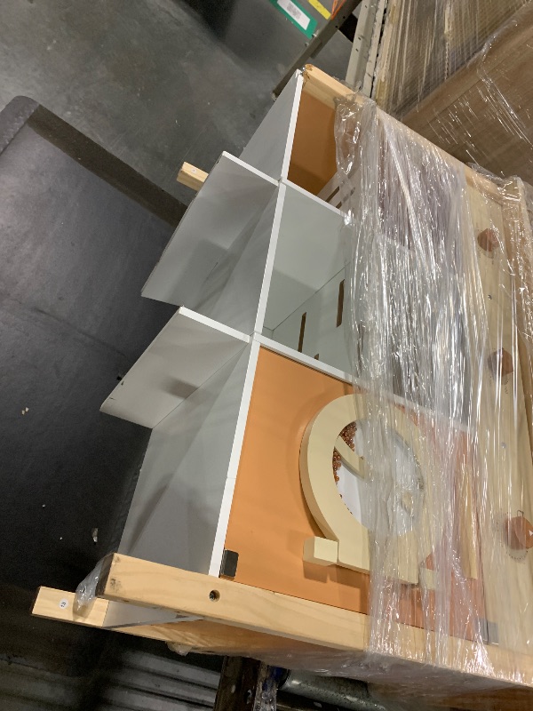 View 4 of ***MAJOR DAMAGE***NEEDS TO DE REPARED***DREAM BUILDING Dual-Sided Play Kitchen for Kids Toddlers, 2-in-1 Grocery Store&Wooden Toy Kitchen Set with Coffee Machine,Pretend Kitchen Play Set with Microwave, Oven, Gift for Boys Girls