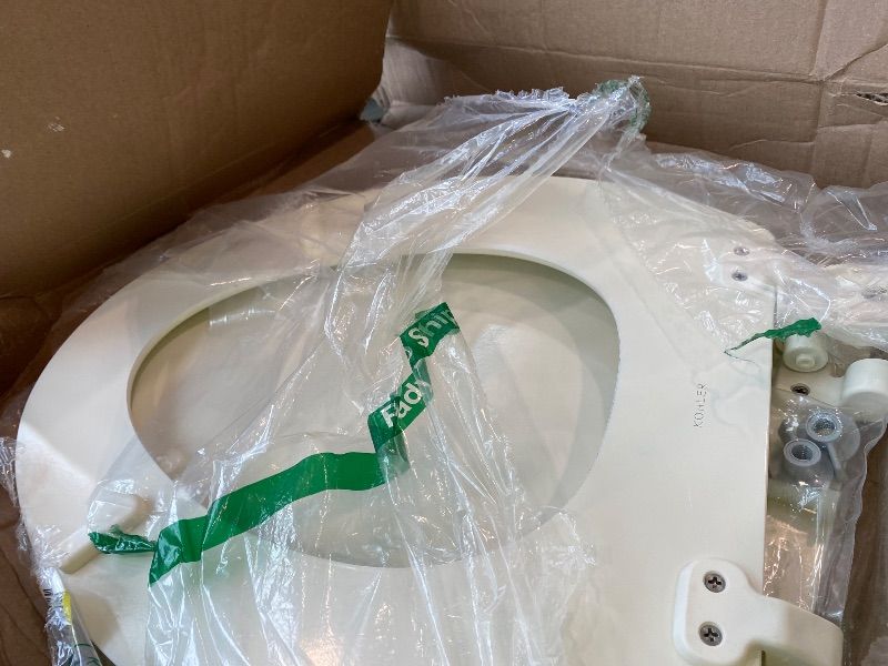 Photo 1 of *MAJOR DAMAGE*
KOHLER 20454-96 Ridgewood Elongated Soft Close Toilet Seat, Quiet Close, Wood Toilet Seat, Home Essentials, Biscuit