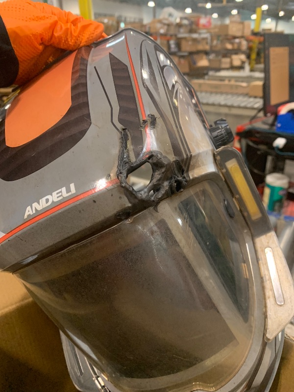 Photo 1 of ** DAMAGE MAJOR** ANDELI Welding Helmet - Panoramic 180° View 3.94"X3.74",True Color Auto Darkening Welding Helmet with Light, 6 Arc Sensor, 4/5-8/9-13 Type-C Charging Moner LED