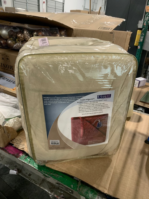 Photo 1 of ***MISSING CONTROLS*** Micro Flannel Shavel Heating Technology Ultra Velvet Solid Patterned Reversible Electric Blanket King, 90 x108 - Camel.