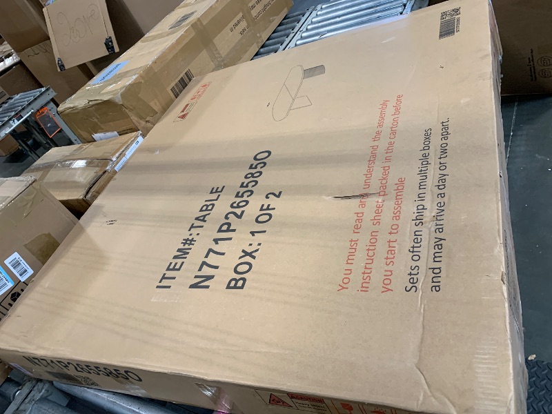 Photo 1 of ***PARTIAL SET*** ** SIMILAR **** 70.8 Inch Dining Table for 4-6 People, Oval Kitchen Table with Semi-Cylindrical Legs Base, Modern Farmhouse Round Dinner Tables for Dining Room Kitchen Living Room (Black)