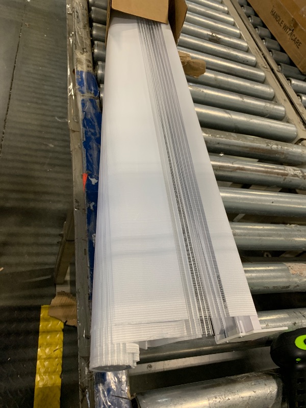 Photo 1 of ***MISSING HARDWARE, MINOR DAMAGE, SELLING FOR PARTS AS IS, FINAL SALE***KALYSIE Cordless Zebra Blinds for Windows, Free-Stop Pull Down Roller Window Shades with Valance, Light Filtering Dual Layers Sheer Shades for Home and Office, White, 35" W x 72" H**