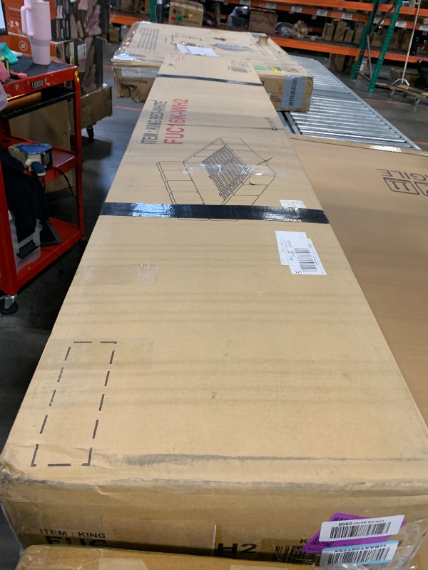 View 2 of ***BOX 2-2****KMBOHE King Size Cloud Boucle Platform Bed with Plush Teddy Thick Headboard and Footboard, Upholstered Grounded Bed Frame with Anti-Collision Soft Rounded Corners, No Box Spring Required, Off-White