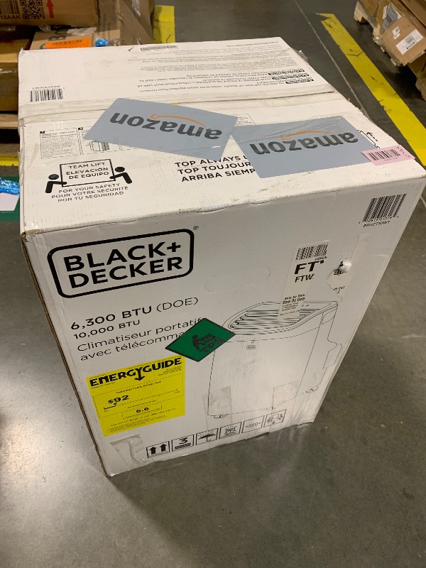 Photo 1 of ** for part **BLACK+DECKER Portable Air Conditioner, 10,000 BTU (6,300 BTU SACC) for Rooms up to 450 Sq. Ft., Portable AC with Follow Me Remote Control and Window Kit, BPACT10WT, White