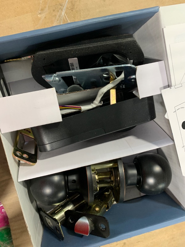 Photo 1 of ** MISSING HARDWARE**
TEEHO TE001K Keyless Entry Door Lock with Handle, Electronic Keypad Deadbolt with 2 Knobs, High-Security Front Door Handle Set for Home & Rental, Smart Auto-Locking, Easy Install, Oil-Rubbed Bronze