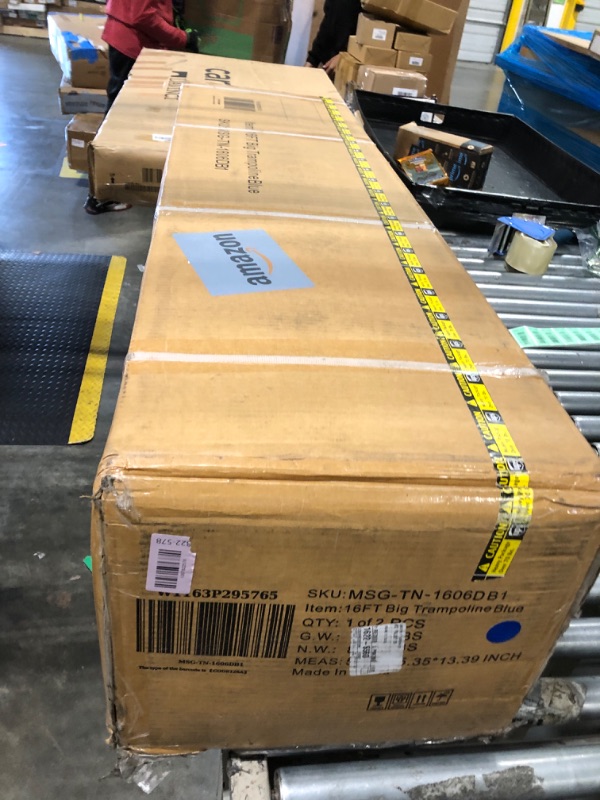 Photo 1 of ***FACTORY SEALED***Lyromix Upgraded 16FT Trampoline for Kids and Adults, Large Outdoor Trampoline with Stakes, Light, Sprinkler, Basketball Hoop and Net, Capacity for 5-8 Kids and Adults