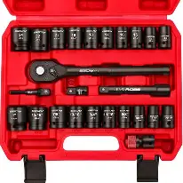 Photo 1 of *MISSING PARTS*
1/2" Drive Socket Wrench Set: 25-Piece SAE & Metric Impact Socket Ratchet Wrench Tool Set Socket Assortment with Storage Box for Repair Mechanic GarageLPNO465476683