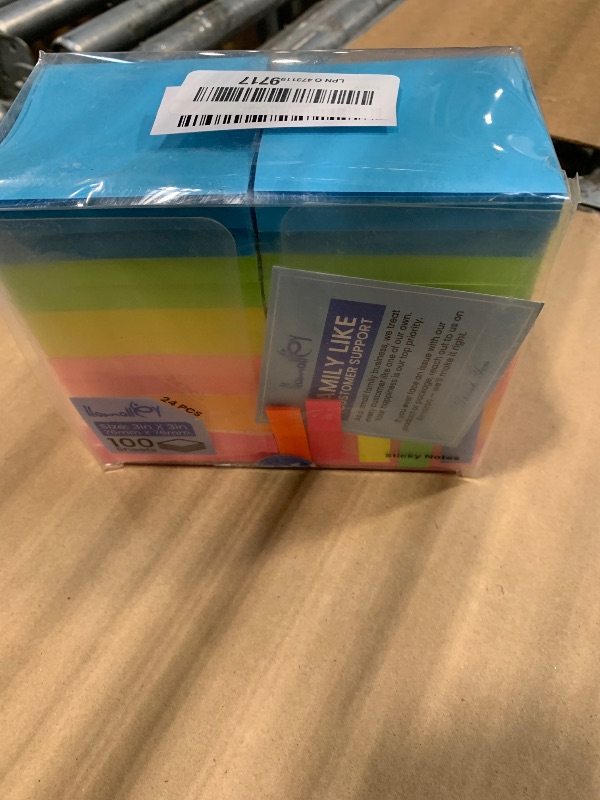 Photo 1 of (24 Pads) Sticky Notes 3x3 in 100 Sheets/Pad, Self-Sticky Note Pads, 6 Bright Colors Super Sticky Pads - Easy to Post for School, Office Supplies, Desk Accessories