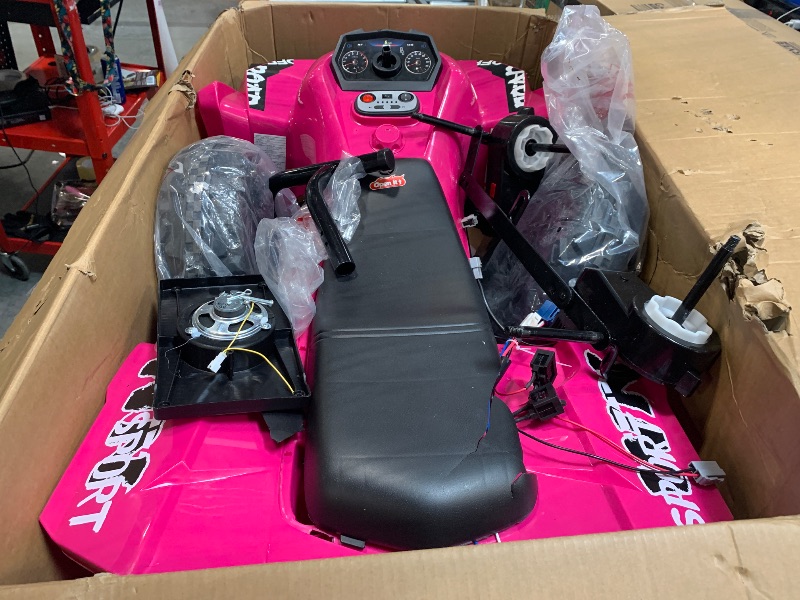 Photo 1 of **** FOR PARTS ONLY UNKNOWN FUCTINALITY FINAL SALE NO RETURN  ***** ELEMARA 24V Iron-Frame 2 Seater Ride on ATV for Big Kids,4WD Heavy-Duty ATV for Kids with Bluetooth,4 Wheeler Ride on Car with Realistic Sounds,Spring Suspension,Ultimate Adventure for Bo