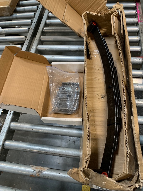 Photo 1 of *** MISSING ROUND PIECES AND SCREWS ***** AEagle 25-1/4" 4-Leaf 1750lb Capacity Double Eye Spring for 3500lb Trailer Axle & U-Bolt Kit, 1.75" Width, 3" Free Open, Replaces for SW4B, 2PCS