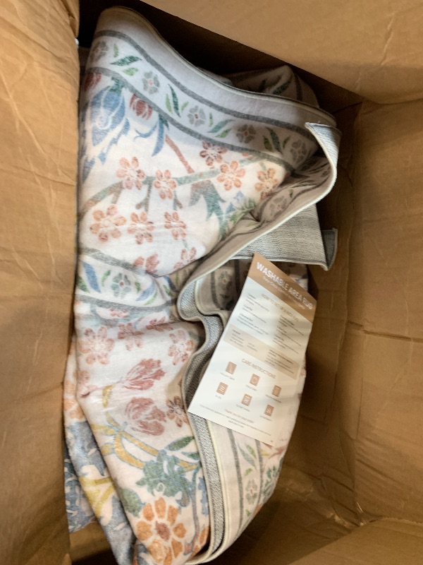 Photo 1 of *** SIZE UNKNOWN *** LARGE **** Morebes Boho 8x10 Area Rugs for Living Room, Large Beige Floral Rug for Bedroom Girls Nursery Non Slip, Soft Distressed Indoor Carpet for Dining Room Home Office, Cream
