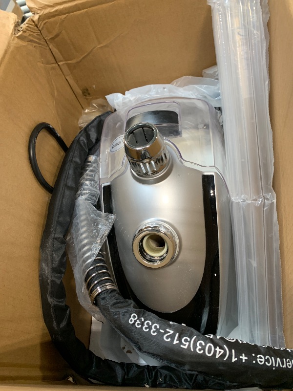 Photo 1 of ***DEFECTIVE ITEM/ITEM DOES NOT WORK CORRECTLY***
Anthter Steamer for Clothes, 1500W Powerful Standing Garment Steamer with Roll Wheels, 2.4L Water Tank for 90 Mins Continuous Steaming, 35s Fast Heat-up (Silver)