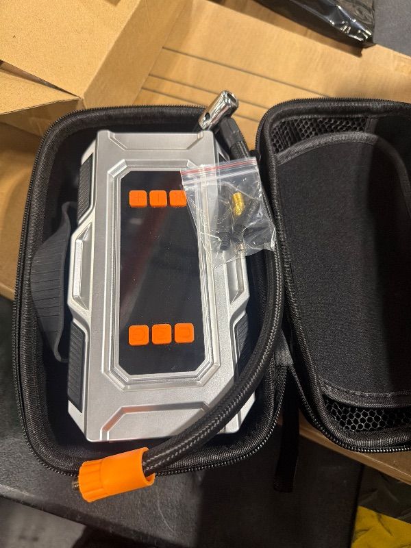 Photo 1 of **MISSING PARTS**
Jump Starter with Air Compressor, 8000A Car Battery Jump Starter (9.0 Gas/8.0L Diesel), 180PSI Car Battery Jumper Starter Portable 12V Jump Box with Jumper Cables, LED Light, Power Bank, LCD Display