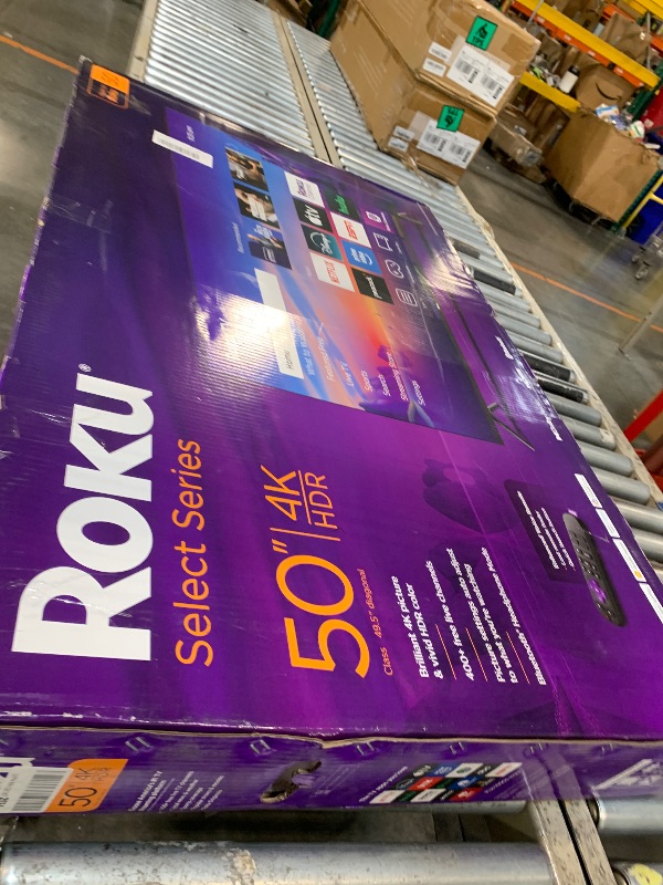 Photo 1 of Roku Smart TV – 50-Inch Select Series, 4K HDR TV – RokuTV with Enhanced Voice Remote – Flat Screen LED Television with Wi-Fi for Streaming Live Local News, Sports, Family Entertainment