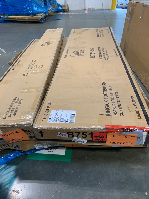 Photo 1 of ** SET 3 BOXES** Signature Design by Ashley Lodenbay Traditional Upholstered Tufted King Panel Bed, Foundation or Box Spring Needed, Gray & Beige