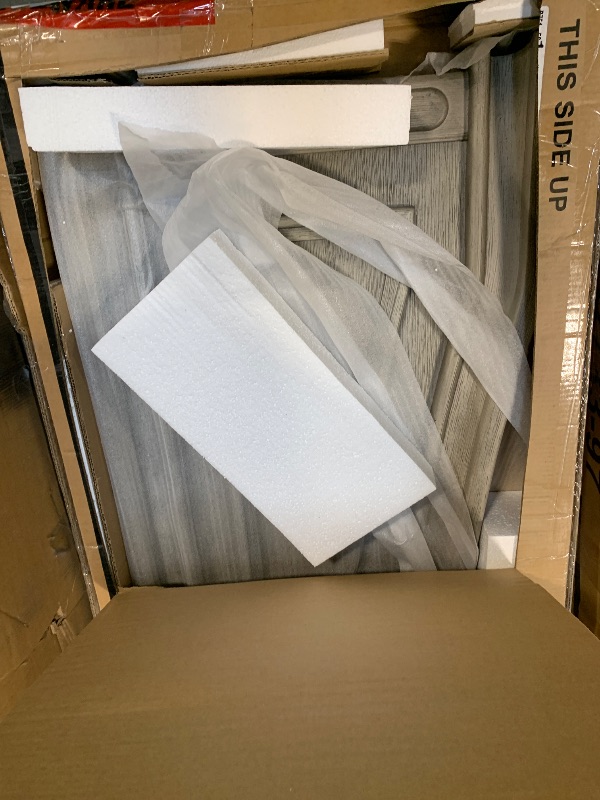 Photo 1 of ** SET 3 BOXES** Signature Design by Ashley Lodenbay Traditional Upholstered Tufted King Panel Bed, Foundation or Box Spring Needed, Gray & Beige