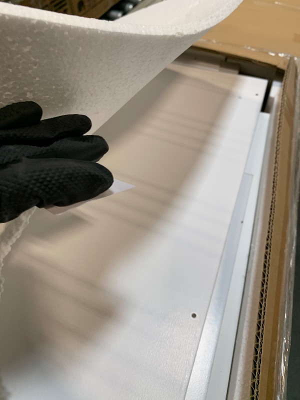 Photo 1 of ** SET 4 BOXES** Merax Queen Size Murphy Bed with Top Storage Cabinets and Shelves, Fold into The Wall, Space-Saving Design, White Foldable Platform Bed Frame with Chevron Stripes, for Bedroom, Guest Room, Home Office