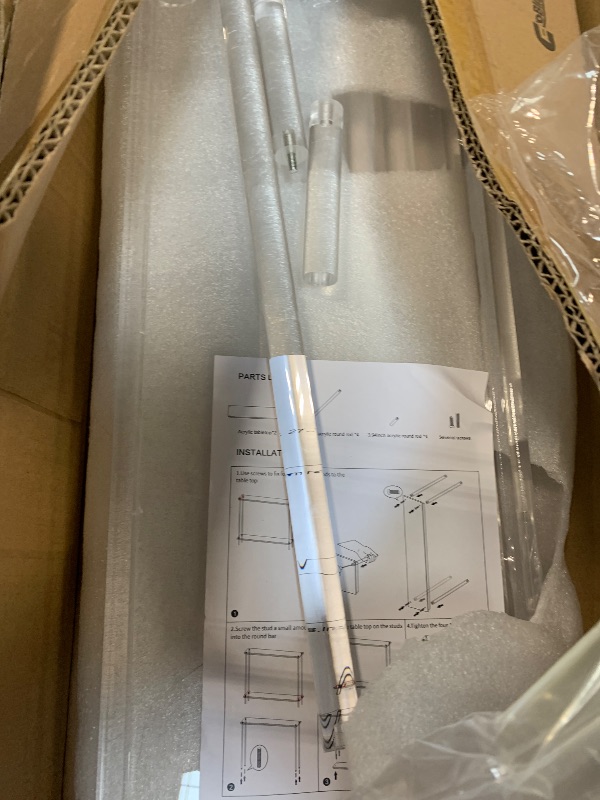 Photo 1 of ** DAMAGE ** DigDozer Acrylic End Table, Modern Minimalist Acrylic Side Tables, Clear Side Table for Living Room, Bedroom, Office, Drink Table (12" D x 12" W x 21" H, Transparent)